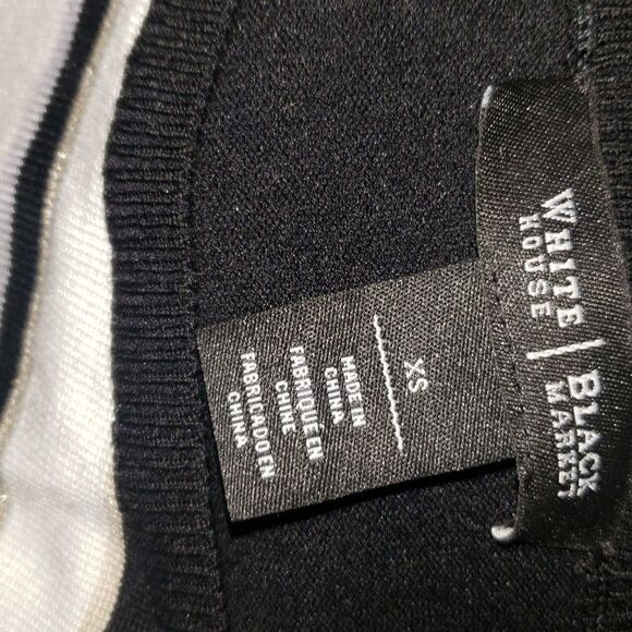 WHBM black white stripe asymmetrical sweater blouse size XS - Picture 6 of 6